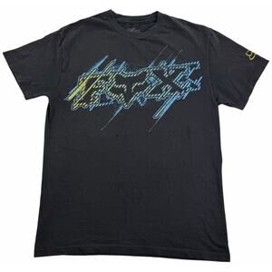 Vintage y2k Fox Racing Men's Medium Black T-Shirt Fox Logo Motocross Themed